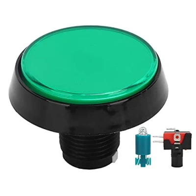 Afbeelding van Arcade knoppen, Game Drukknop 60 Mm Grote Ronde 2,4 Inch LED met Microschakelaar, 12V verlichte voor machine Videogameconsole(Groen)