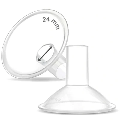 Afbeelding van Maymom MyFit, kraterserie, 24 mm, 2 x tweedelig borstschild compatibel met Medela borstpompen. Lange tepeltunnel voor Elasitc Tepels