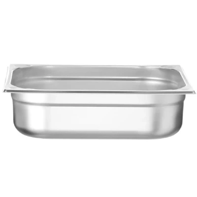 Afbeelding van HENDI Gastronorm container, temperatuurbestendig van 40 tot 300C, geschikt voor ovens, bain marie en vriezers, chafing dishes, versterkte hoeken, 9L, GN 2/3, 354x325x(H)100mm, roestvast staal