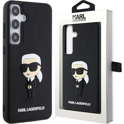 Afbeelding van Karl Lagerfeld 3D Rubberen Ikonik hoesje voor Samsung Galaxy S24 zwart