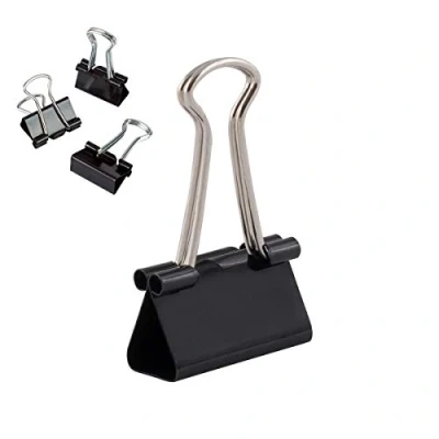 Afbeelding van D.RECT Metalen Foldback Clips Verpakking 12 Stuks 25mm Multifunctionele Clips, Binder voor: Notities, Briefpapier Paperclips Groot, Zwart