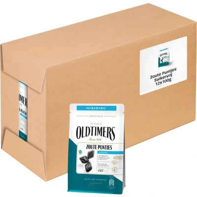 Afbeelding van Oldtimers Zoute Puntjes Suikervrij Zakje (12x100gr)