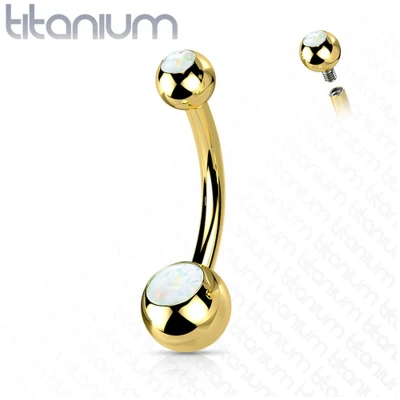 Afbeelding van Piercing titanium gold plated opal