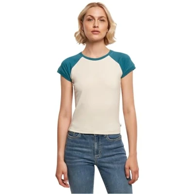 Afbeelding van Urban Classics Stretch Retro Baseball Tshirt print, Dames, Maat: 5XL, Whitesand jasper