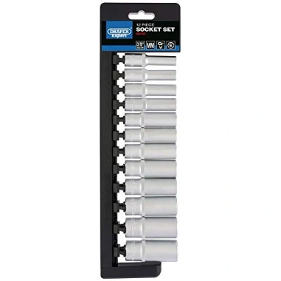 Afbeelding van Draper 50193 Vierkante aandrijving metrische diepe socket 12 stuks set, 3/8&quot; lengte, blauw