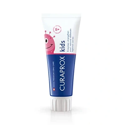 Afbeelding van Curaprox Kids watermeloen, Tandpasta voor kinderen vanaf 6 jaar met milde smaak van 1450 ppm fluoride, RDA 40, roze, 60 ml