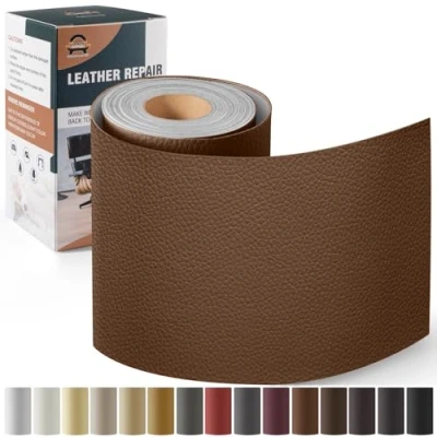 Afbeelding van Leder reparatie kit, 10 x 160 cm OAZ kunstleer zelfklevend, kit lederen patch zelfklevende patches voor autostoelen meubels sofa tassen,Karamellbraun