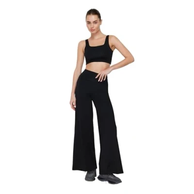 Afbeelding van Trendyol Dames Sportkleding Normale taille wijde pijpen Joggingbroek met pijpen, Zwart, M