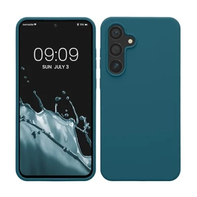 Afbeelding van kwmobile telefoonhoesje geschikt voor Samsung Galaxy S24 FE Hoesje met siliconen coating Smartphone case in mat petrol