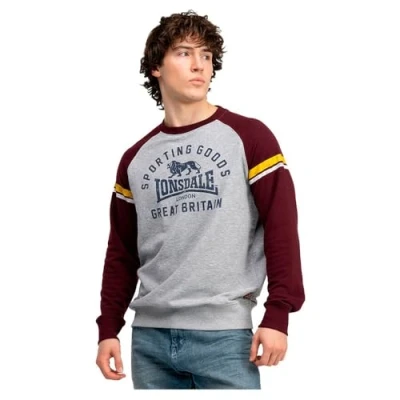 Afbeelding van Lonsdale Rundhals Normale Passform Bregis Sweater, Heren, Maat: XXL, Marl grey oxblood navy