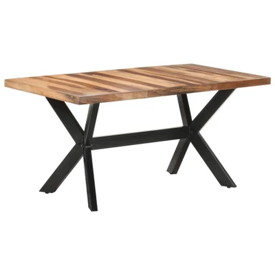 Afbeelding van Eettafel 160x80x75 cm massief hout met honingkleurige afwerking