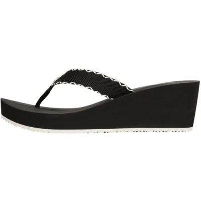 Afbeelding van Tommy Hilfiger Monogram Wedge Flipflops Teensandalen, Dames, Maat: 37, Black Polyester