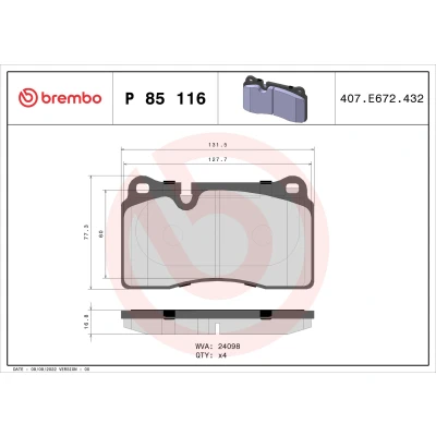 Afbeelding van Brembo Remblokset P 85 116