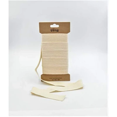Afbeelding van Trimz Enkel visgraat katoenen lint, natuurlijk, 25mm x 5m
