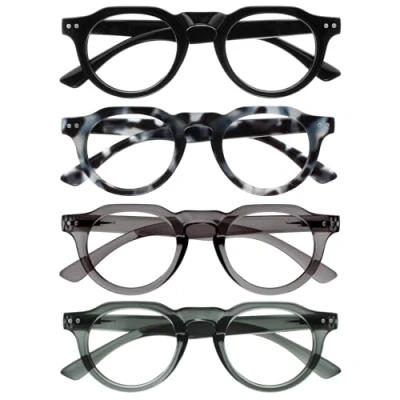Afbeelding van OPULIZE RIO 4 Pack Blauwlichtfilter Leesbril Plat Bovenstuk Zwart, Blauw Schildpadpatroon, Groen, Grijs Heren &amp; Dames BBBB53 1367 +2.50