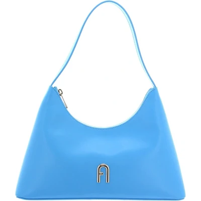 Afbeelding van FURLA Leren Schoudertas Diamante Shoulder Bag Cerulean Blauw