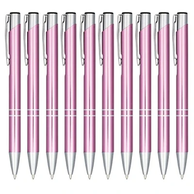 Afbeelding van noTrash2003 Set van 10 balpennen geanodiseerd aluminium in vele verschillende kleuren met klikmechanisme (magenta)