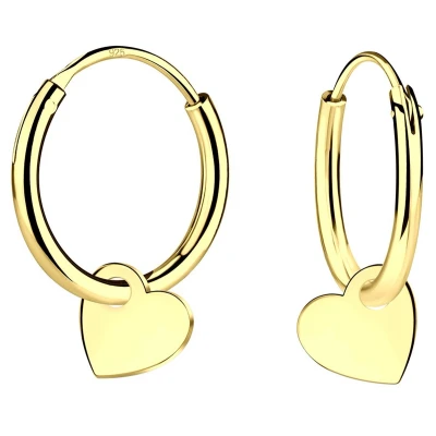 Afbeelding van JoyS Zilveren hartje bedel oorbellen oorringen t52 14k goudplating