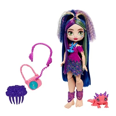 Afbeelding van Cave Club Lumina pop met haar en mode speelgoed, incl. huisdier (Mattel GXM14)