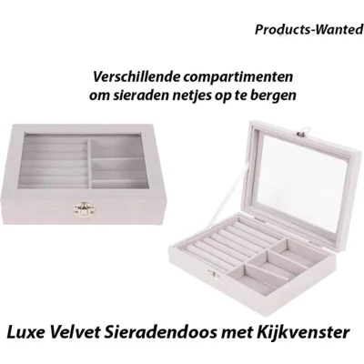Afbeelding van Luxe Velvet Sieradendoos met Kijkvenster