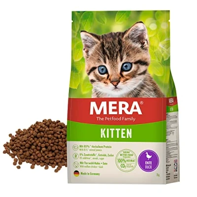Afbeelding van MERA Cats Kitten Eend, droogvoer voor groeiende katten en kittens, graanvrij duurzaam, met hoog vleesgehalte, 2 kg