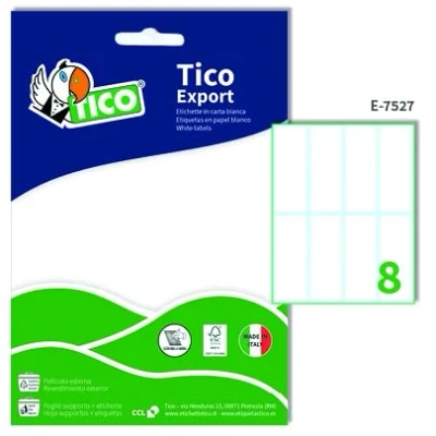 Afbeelding van TICO E 7527 10 vel kleefetiketten, wit