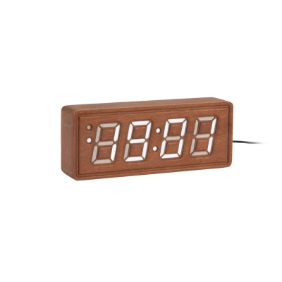 Afbeelding van Karlsson Wekker Solid Wood Engraved Donker Bruin 18x4,5x8cm Nice thingZ alarmklok