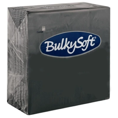 Afbeelding van BulkySoft Servetten Zwart 33x33cm 1/4 vouw 2 laags cellulose 2000 stuk