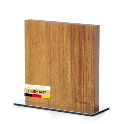 Afbeelding van Messenblok zonder messen, magnetisch, 2 zijdig acaciahout, universele messenhouder, onuitgerust hout, elegant houten blok, keukenorganizer, gebruiksvoorwerpenhouder, opbergen,