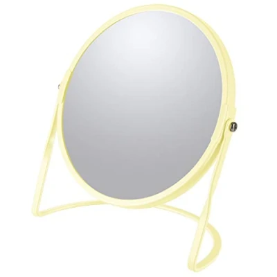 Afbeelding van Make up spiegel Cannes 5x zoom metaal 18 x 20 cm geel dubbelzijdig
