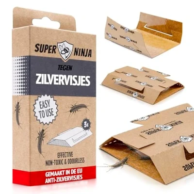 Afbeelding van Super Ninja Zilvervisjesval Ecologisch, Veilig en Effectief Zilvervisjes Bestrijden 3 Vallen tot Maanden Snel te Gebruiken Niet Giftig