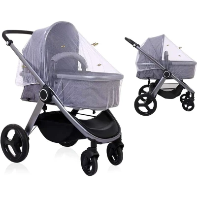 Afbeelding van Universele insectenbescherming, muggennet, muggennet met elastiek, voor kinderwagen, buggy, babybed, reisbed, wit