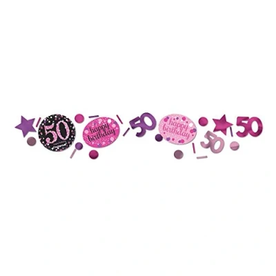 Afbeelding van Confetti Sparkling roze zwart 50 jaar.