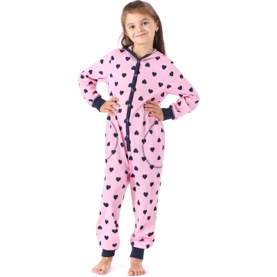 Afbeelding van Merry Style Kinder Pyjama ronde hals lange mouwen broek met zakken Katoen MS MS10 223 PJ Rosa Herzen Marine 134 140