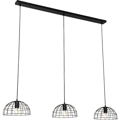 Afbeelding van QAZQA hanze Industriele Hanglamp eettafel voor boven de in eetkamer 3 lichts L 138 cm Zwart Industrieel Woonkamer Slaapkamer Keuken