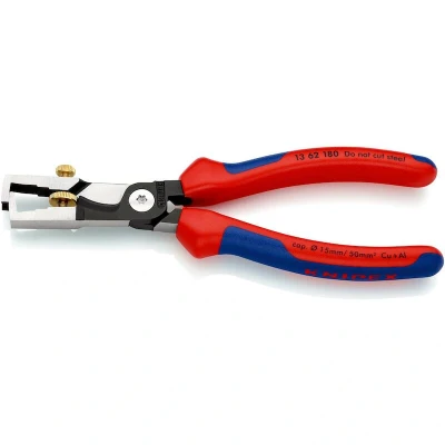 Afbeelding van Knipex strix striptangen met kabelschaar meer componentengrepen zwart geatramenteerd gepolijst 180 mm 15 50 mm2 13 62