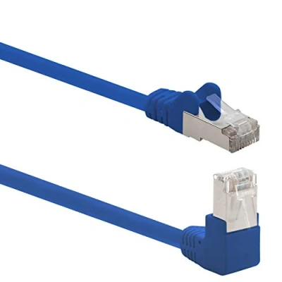 Afbeelding van 1aTTack.de 366177 Cat.6 Ethernet Cable Gigabit LAN Netwerkkabel RJ45 hoek 90 graden 2m blauw 1 stuk Cat6 Kabel Patchkabel (SFTP PIMF) 1000Mbit/s Rj 45 connector x meter