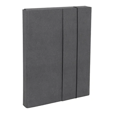 Afbeelding van Bigso Box of Sweden OLOF A4 map met elastiek, aktetas van vezelplaat en papier in linnenlook, extra ruime verzamelmap voor documenten, enz., zwart