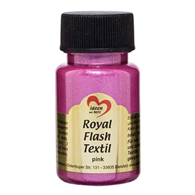 Afbeelding van Royal Flash Textil, Textielverf, glitter metallic, zeer dekkend, romige textielverf op waterbasis, voor licht en donker textiel, 50 ml (roze)