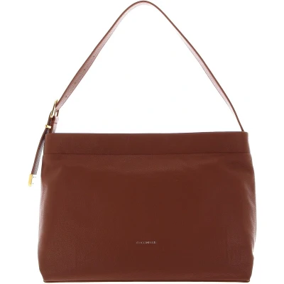 Afbeelding van Coccinelle Leren Schoudertas Gleen Handbag Grained Leather Brule Terracotta
