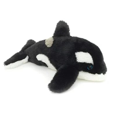 Afbeelding van Uni Toys Eco Line Orca 100% gerecycled materiaal 25 cm (lengte) pluche walvis, zwaardwalvis dier, knuffeldier