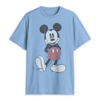 Afbeelding van Disney Heren Full Size Mickey Mouse Distressed Look T shirt, lichtblauw, gemêleerd, S