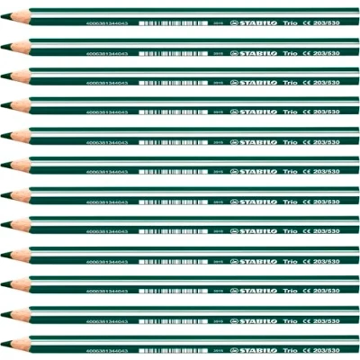 Afbeelding van Driekantig kleurpotlood STABILO Trio dik 12 stuks groen