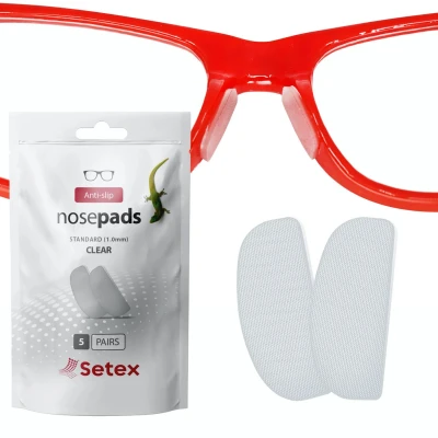 Afbeelding van Setex GeckoGrip neusvleugels (5 doorzichtige paren) antislip voor brillen, gemaakt in de VS, microgestructureerde vezels, ultrasterke grip en ultrazachte, zelfklevende lijm, 1 x 7 16
