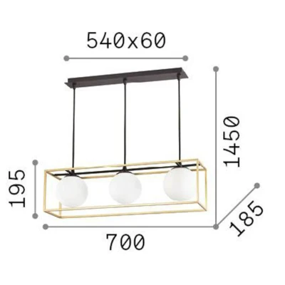 Afbeelding van Ideallux Ideal Lux hanglamp Lingotto, 3 lamps, één kooi, zwart