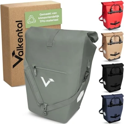 Afbeelding van Valkental &quot;ValkOcean&quot; Zeegras Fietstas 100% waterdicht 22 28 Liter laptopvak voor laptops tot 15 inch verstelbare schouderriem gerecycled plastic Duurzaam