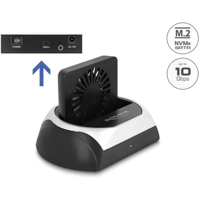 Afbeelding van DeLOCK USB 10 Gbps Docking Station for 2.5″ / 3.5″ SATA HDD/SSD or M.2 NVMe PCIe SSD with fan
