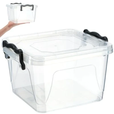 Afbeelding van KADAX Opbergdoos met deksel, robuuste plastic container van kunststof, lunchbox, transparante vershouddoos, lunchbox kliksluiting (2,4 liter)