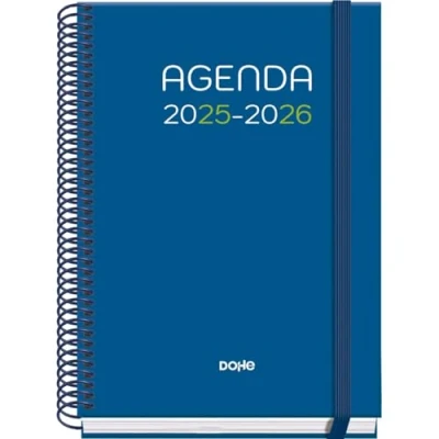 Afbeelding van Dohe Schoolagenda 2025 2026 Weekoverzicht, Formaat A5 (15x21 cm), Spaans en Engels, September tot Juni, Spiraalbinding Elastieksluiting, Harde Kaft, 4 Stickervellen PRIME Logic