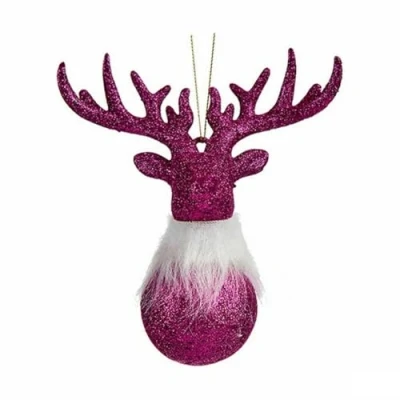 Afbeelding van Kerstversiering Rendier Fuchsia Plastic Purpurine 13,5 x 15,5 7 cm (24 Stuks)